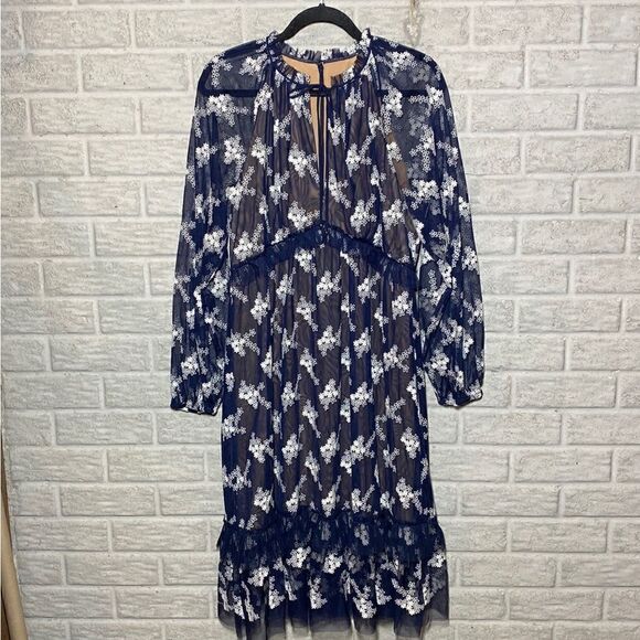 NWT MSRP $398 BCBGMaxAzria Daisy Mesh Dress Women's Size Large - Picture 6 of 13